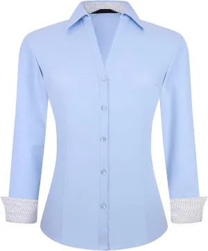 Alex Vando Womens Button Down Shirt Wrinkle Free Casual Long Sleeve Work Blouse Tops