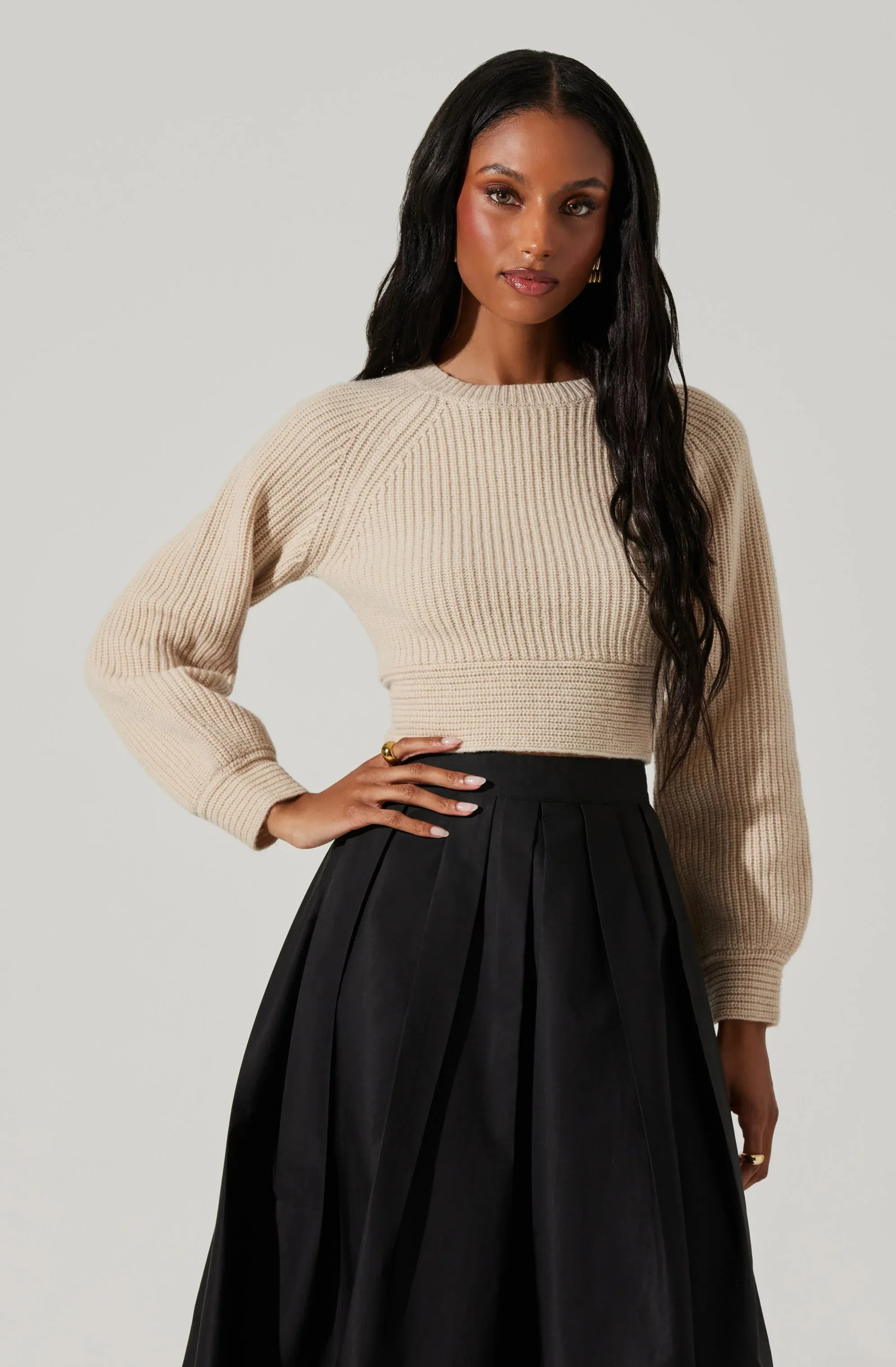 AST Eila Contrast Bow Back Sweater