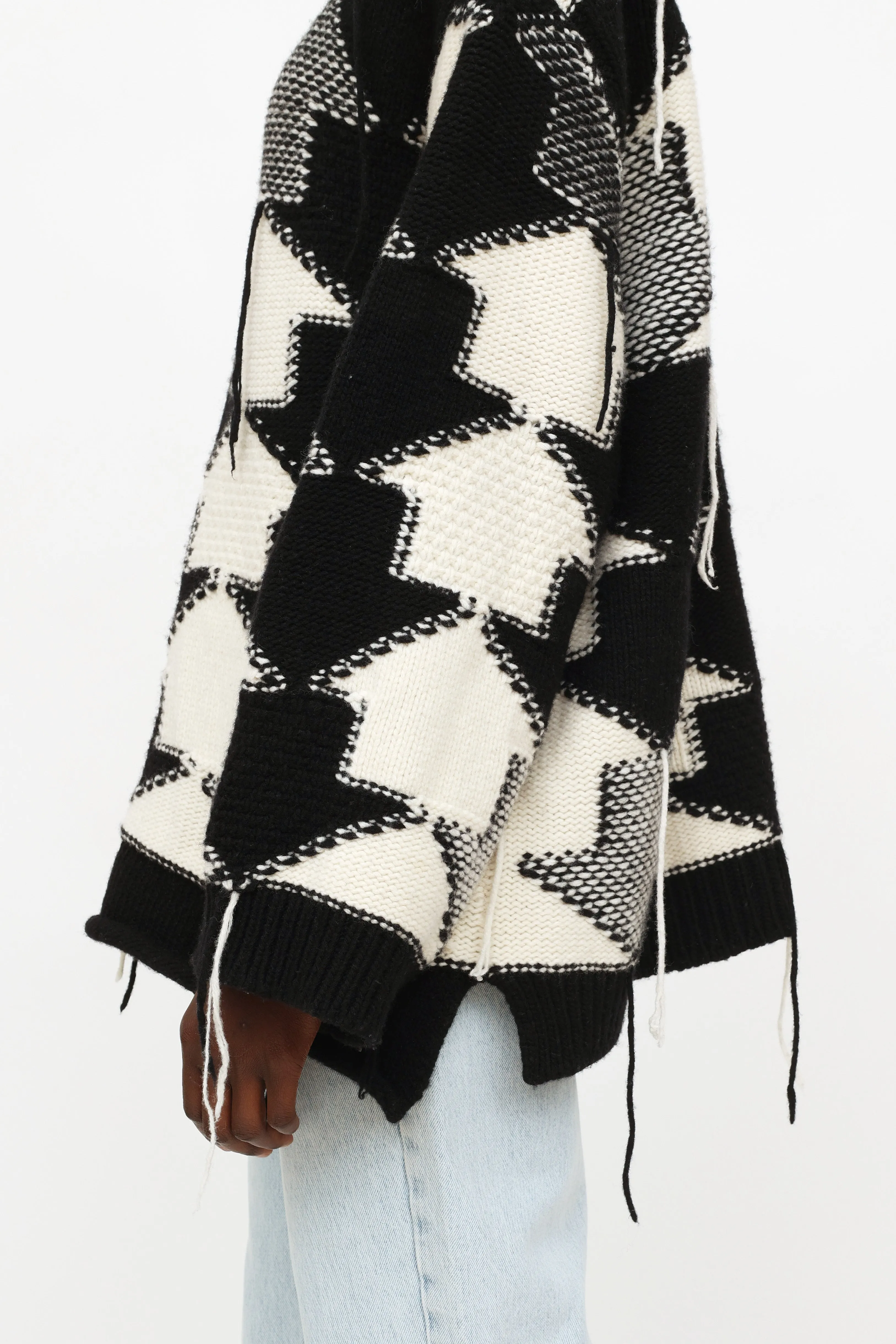 Black & White Fringed Sweater