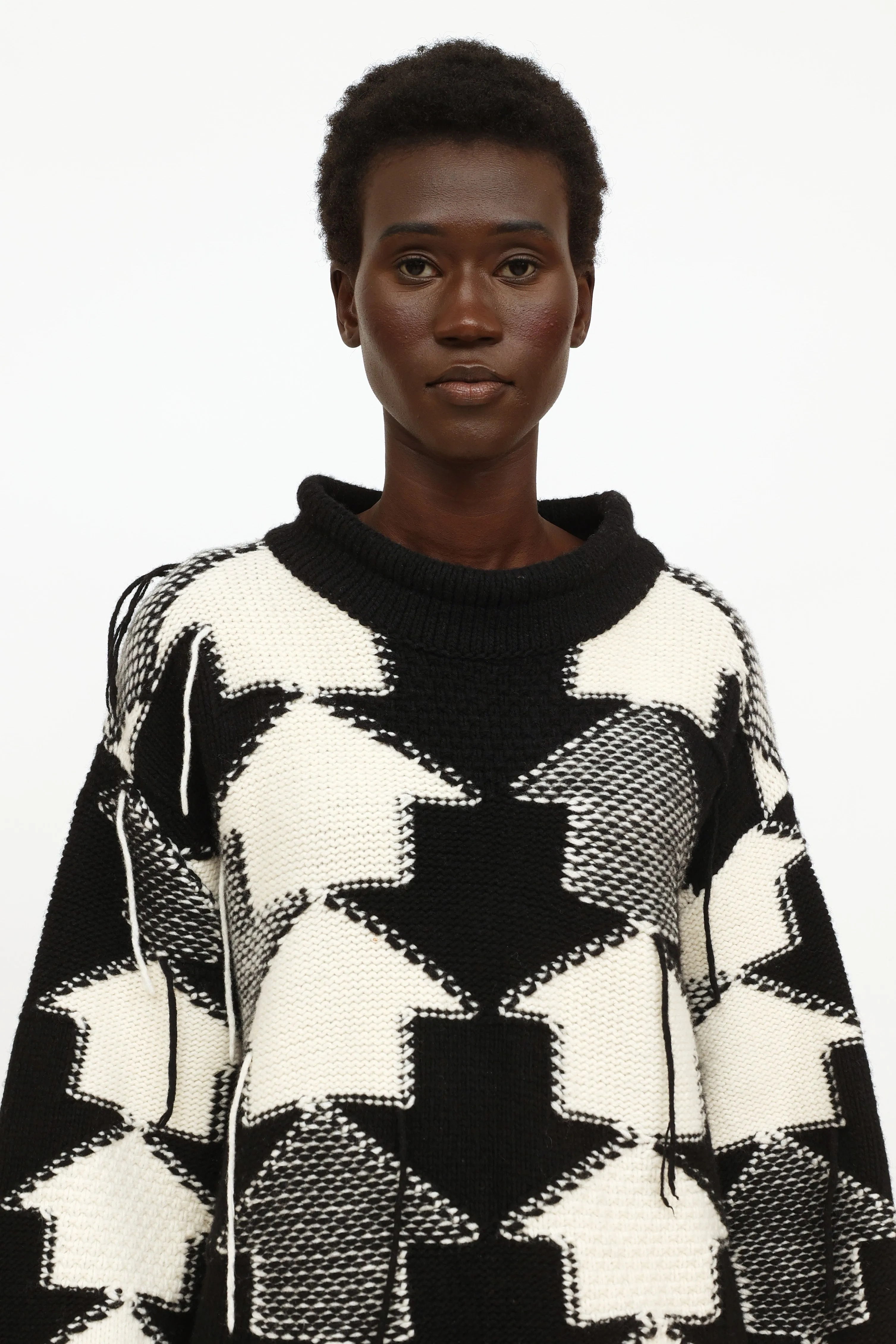Black & White Fringed Sweater