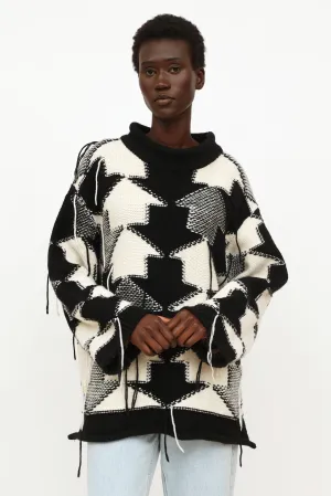 Black & White Fringed Sweater