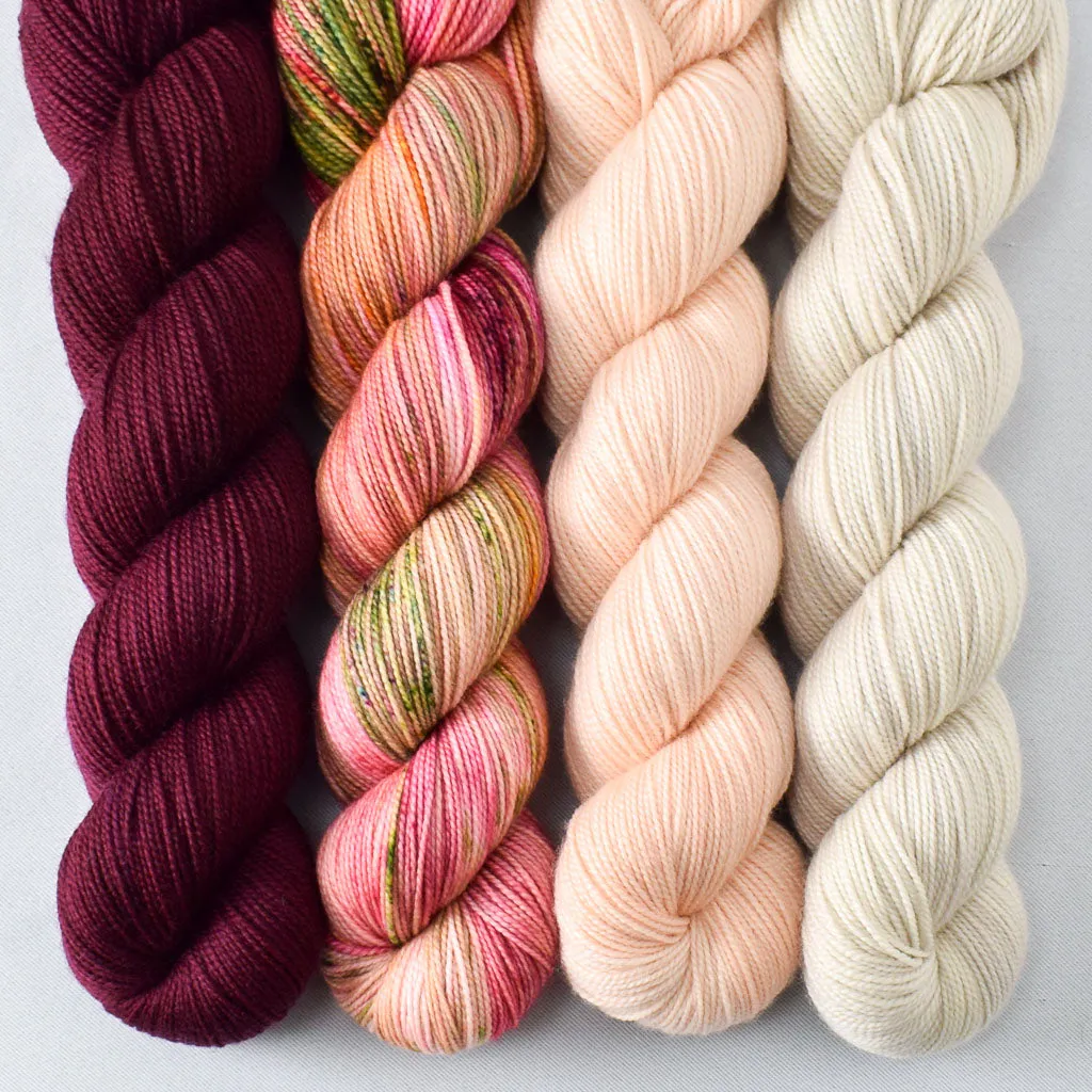 Bloodstone, Flower Boxes, Sea Dragon, and White Peppercorn - Yummy 2-Ply Quartet - Babette