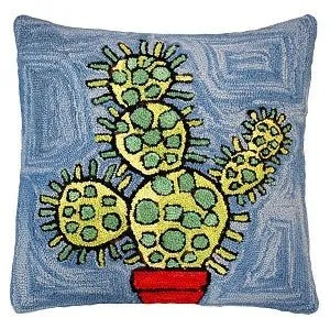 Blooming Cactus Handcrafted Hooked Wool Bench