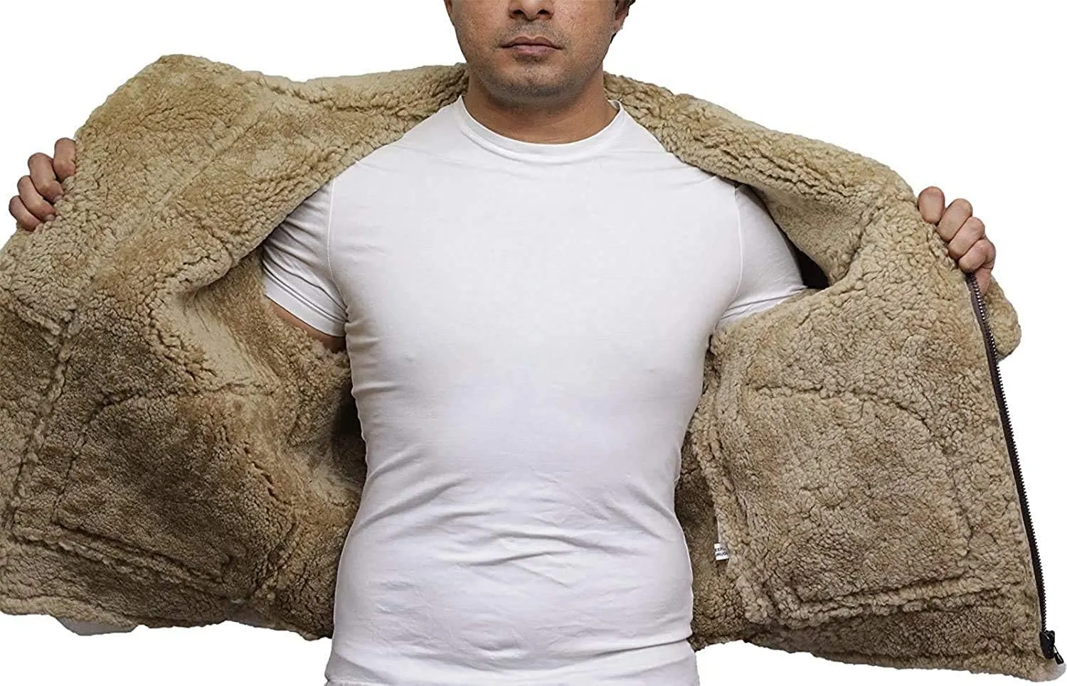 BRANDSLOCK Mens Genuine Sheepskin Leather Bomber Pilot B3 Jacket Thick Wool Inside