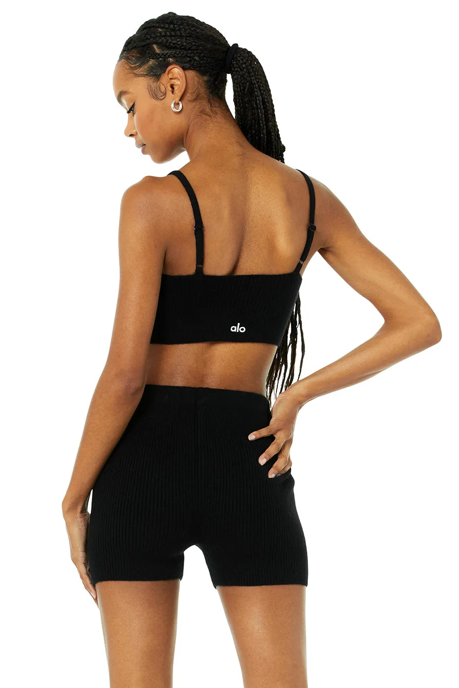 Cashmere Ribbed Staycation Bra - Jet Black