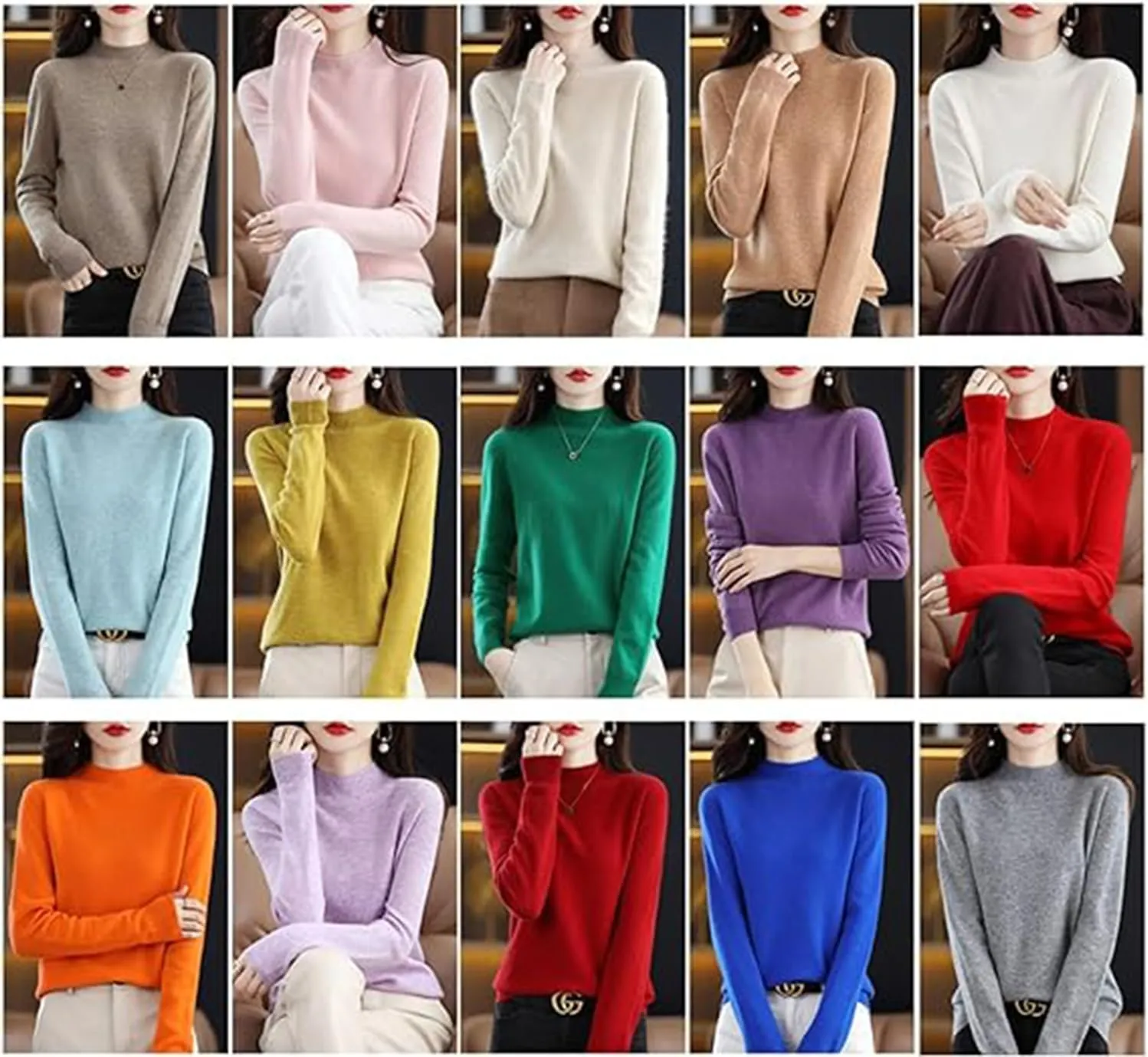 Cashmere Sweaters for Women,100% Cashmere Long Sleeve Crew Neck Soft Warm Pullover Knit Jumpers (Beige,X-Large)