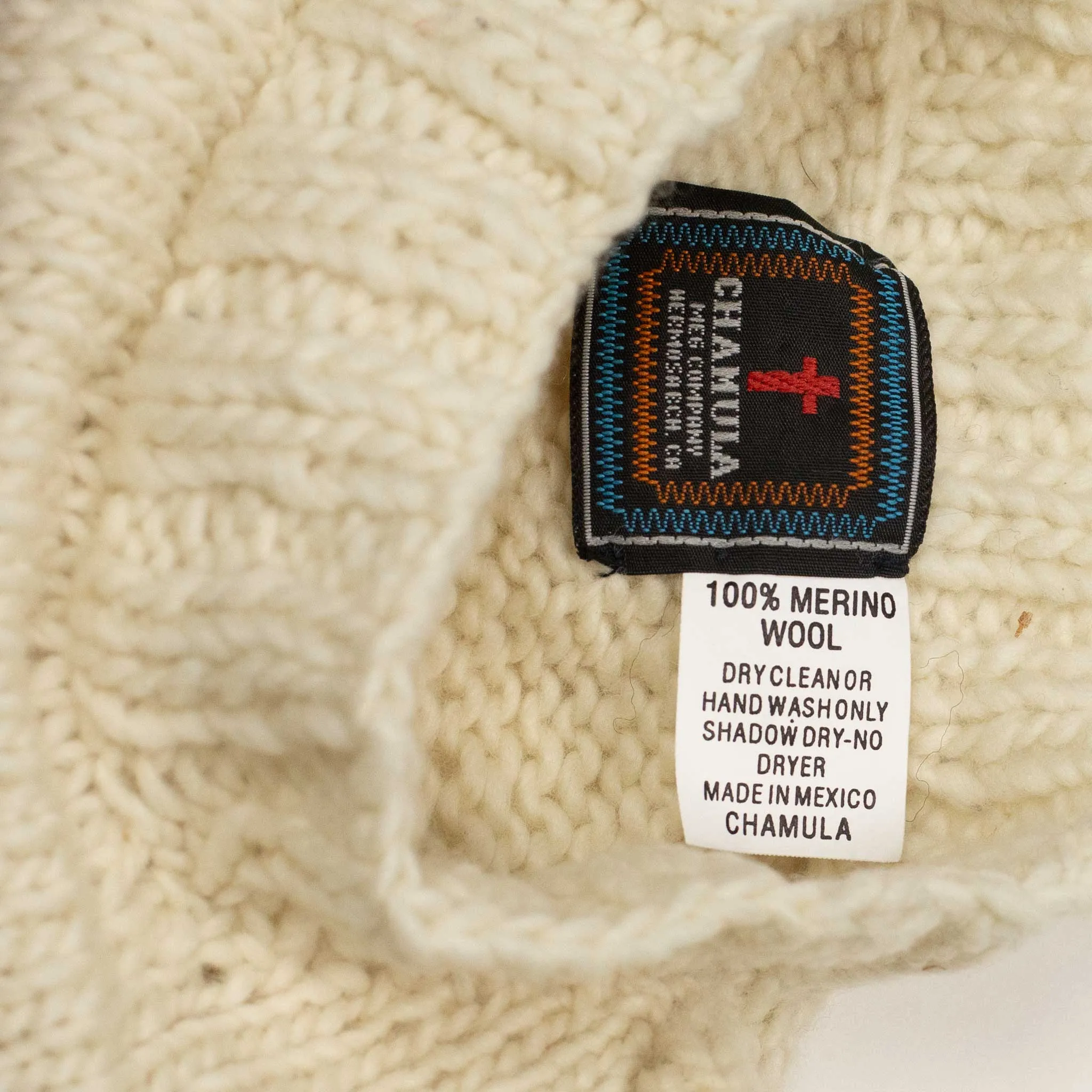Chamula handknit American flag sweater in ivory merino wool (restock)