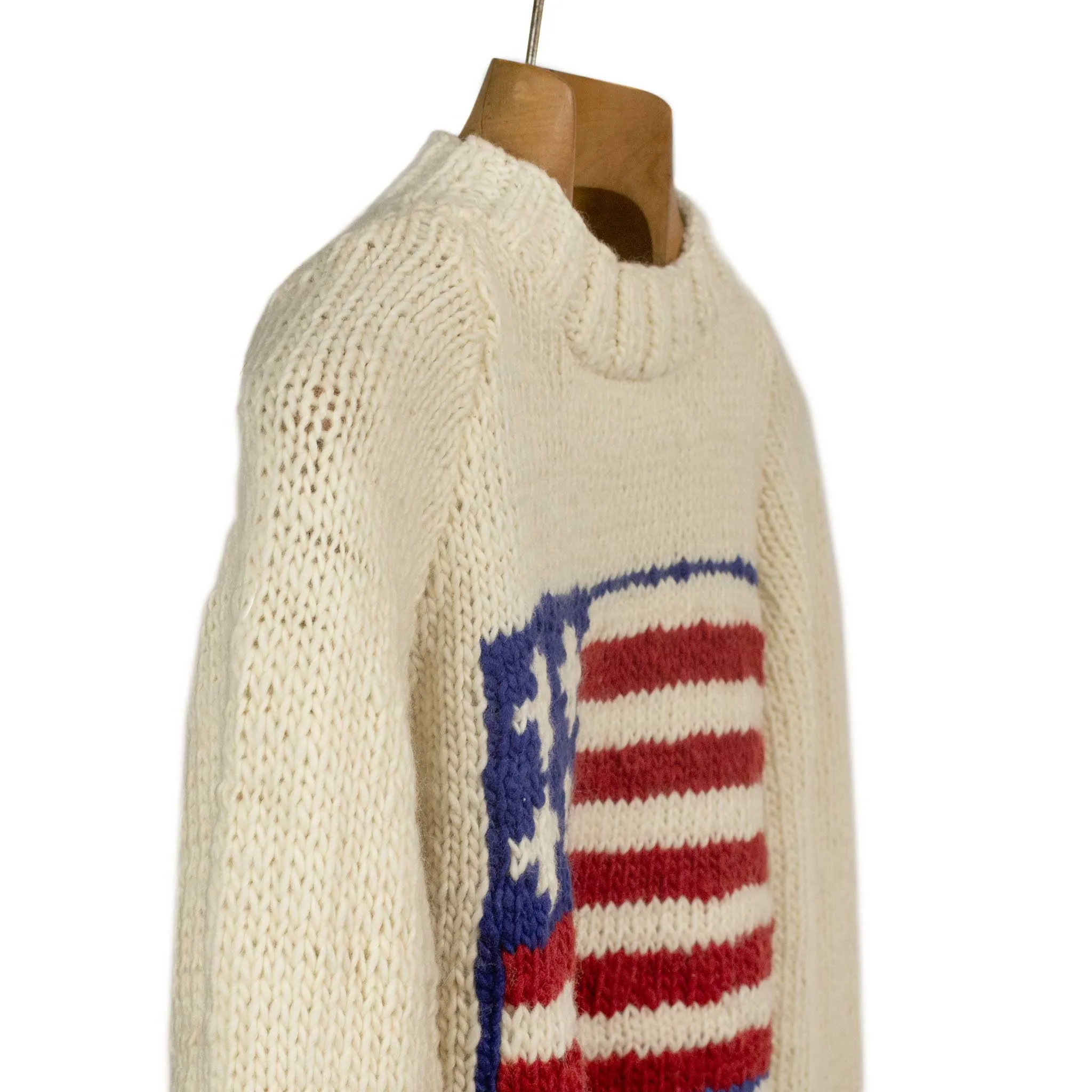 Chamula handknit American flag sweater in ivory merino wool (restock)