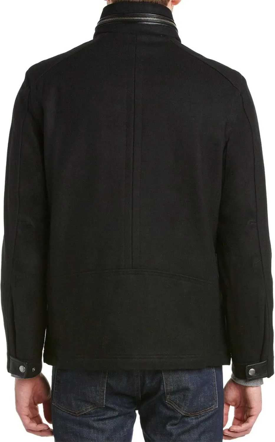 Cole Haan Men's Wool Melton Stand Collar Jacket with Patch Pockets