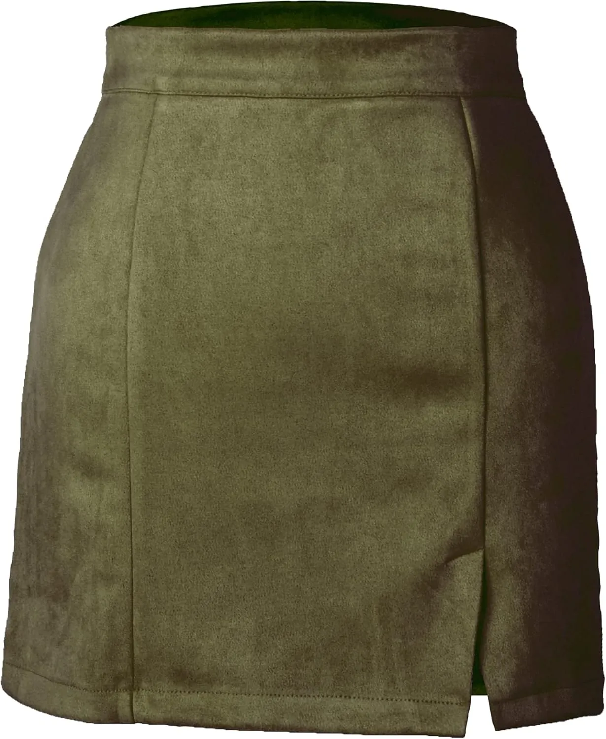 Daysskk High Waisted Skirts for Women Faux Suede Side Split Mini Skirt