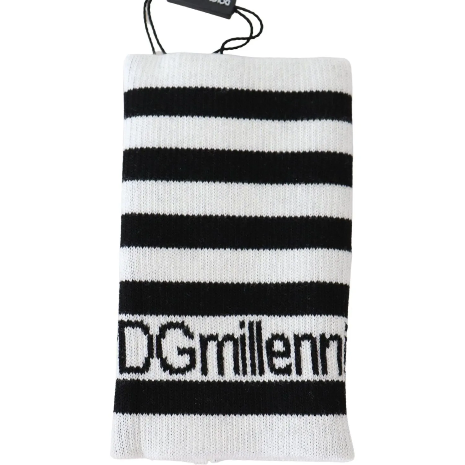 Dolce & Gabbana Elegant Black & White Wool Blend Wrist Wrap