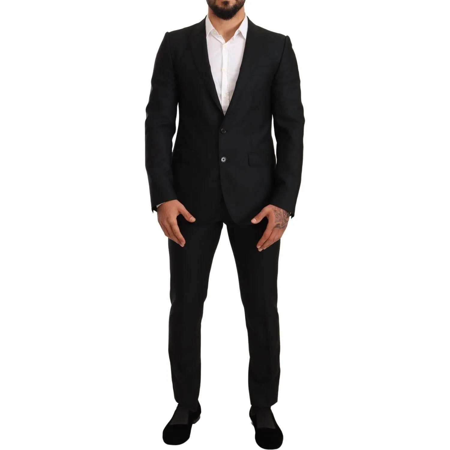 Dolce & Gabbana Sleek Black Virgin Wool Martini Suit