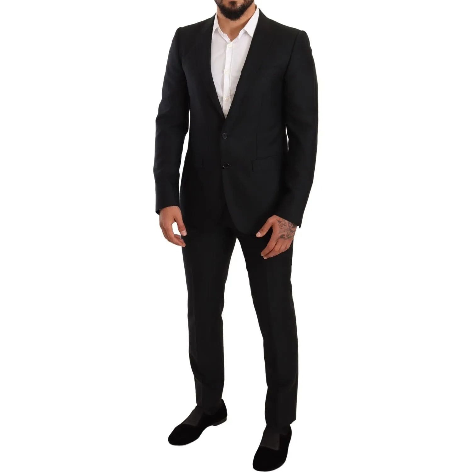 Dolce & Gabbana Sleek Black Virgin Wool Martini Suit