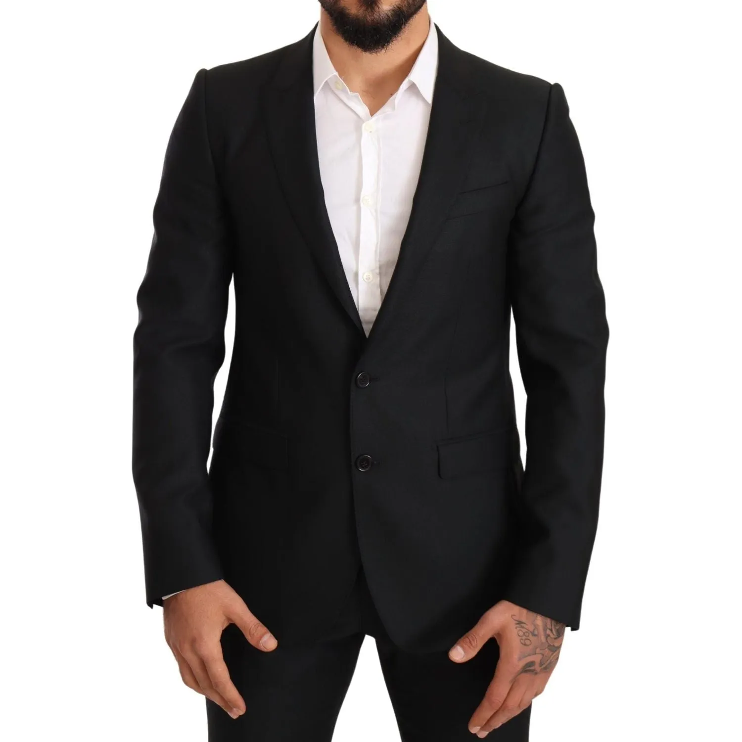 Dolce & Gabbana Sleek Black Virgin Wool Martini Suit