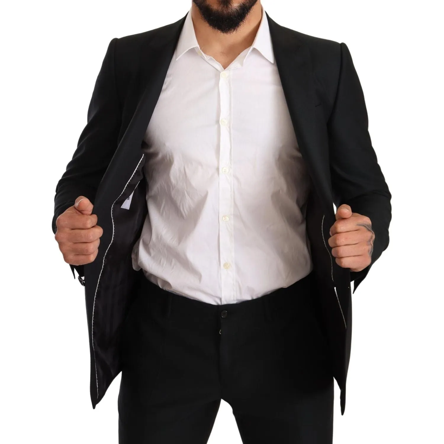 Dolce & Gabbana Sleek Black Virgin Wool Martini Suit