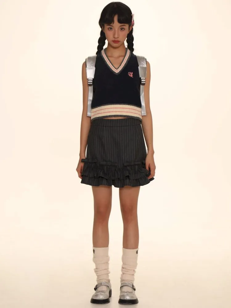 Embroidery V-Neck Sleeveless Sweater Knit Vest【s0000005999】