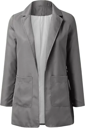 Firzero Blazers for Women Business Casual Plus Size Jackets 2024 Fall Fashion Long Sleeve Open Front Work Office Suit Cardigans