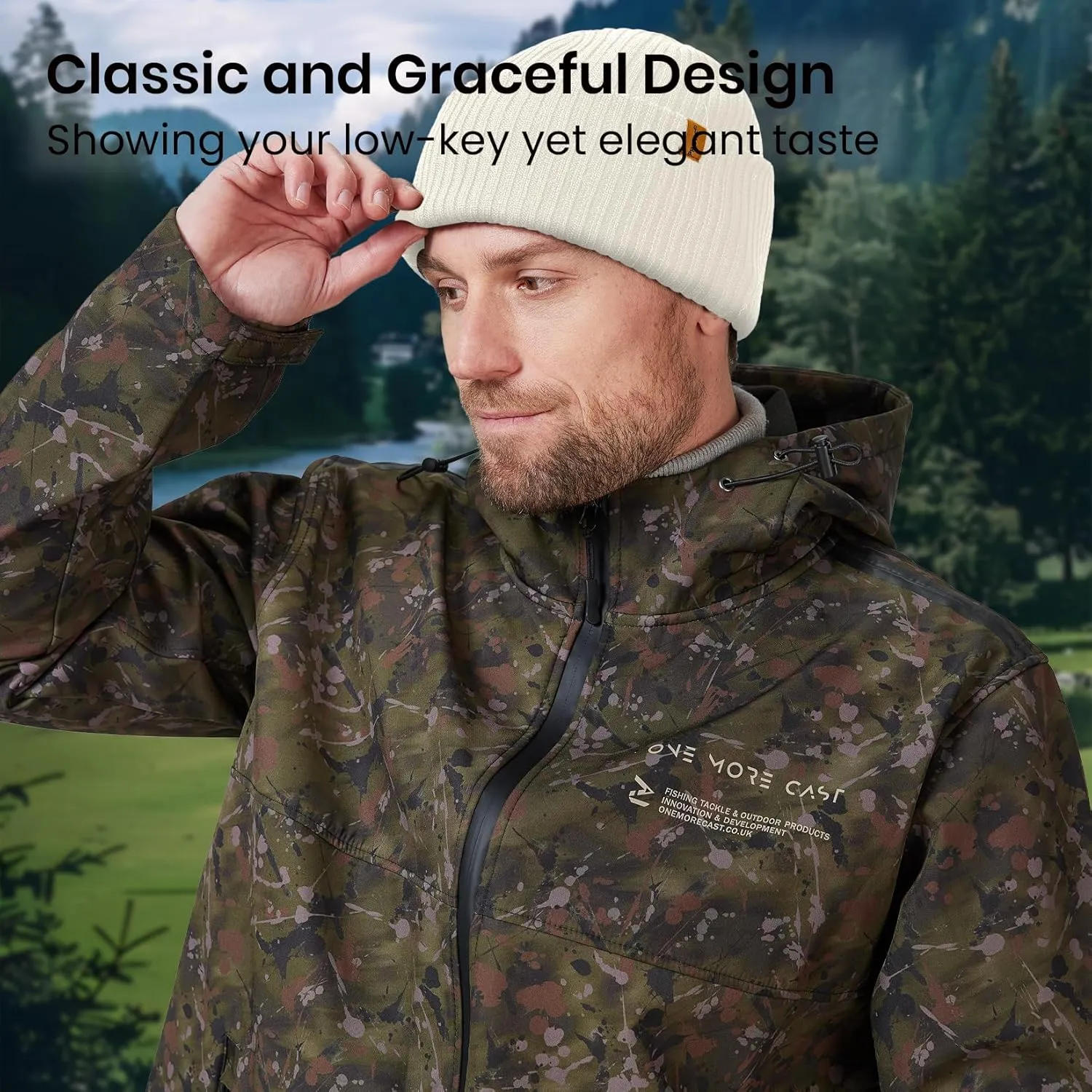 Fishing Winter Beanie Hat, Unisex Warm Soft Skull Cap, Cozy Watch Hat with Thick Lining & Double-Layer Tight Kniting