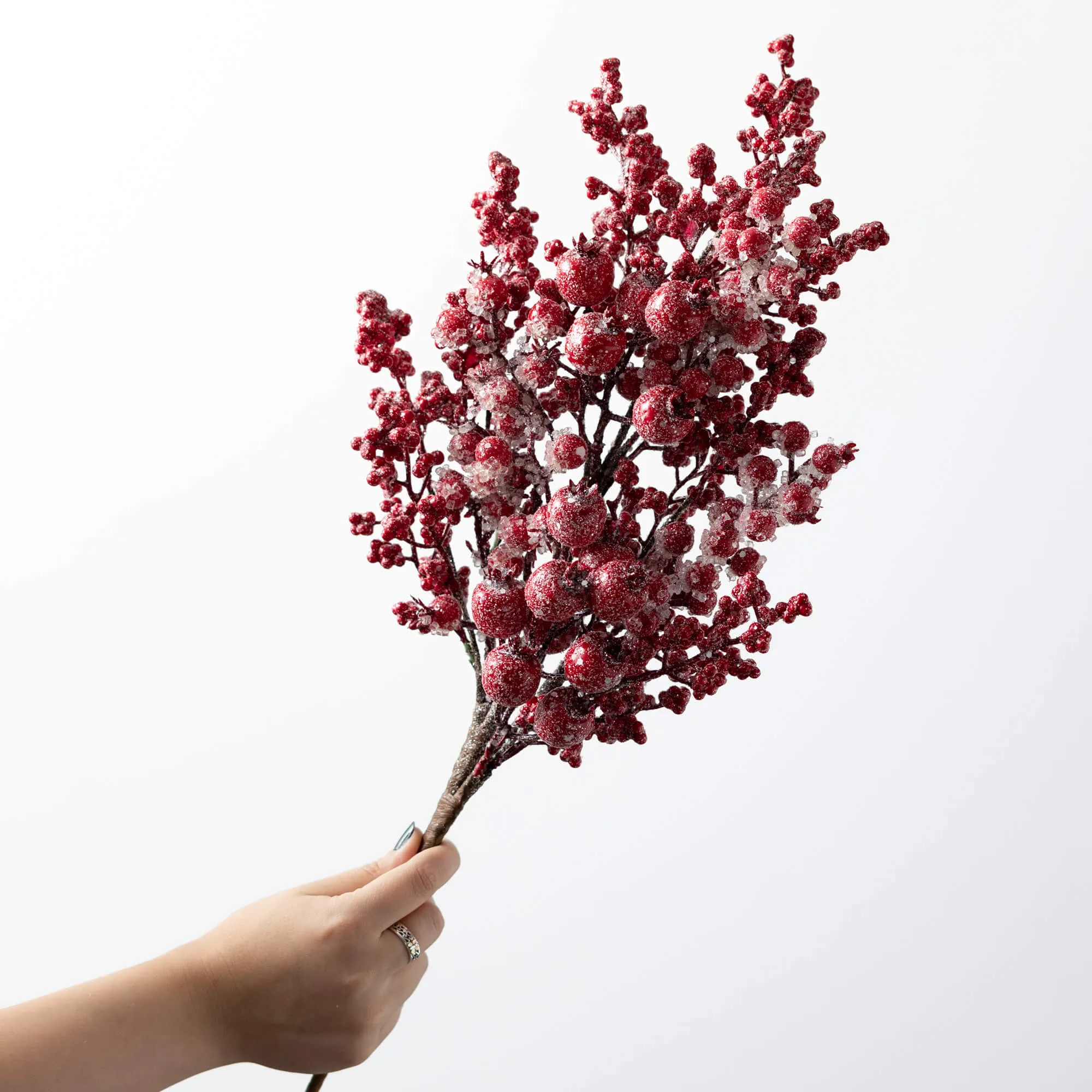 Frosted Red Berry Spray 26"
