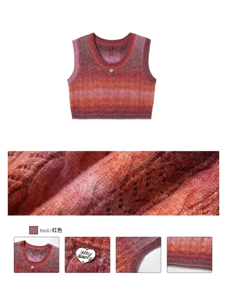 Gradient round neck knit sweater【s0000006188】