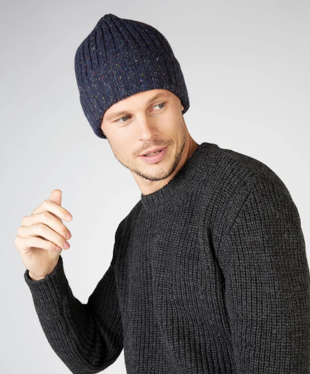 IRELANDS EYE LUXE RIBBED HAT- RICH NAVY
