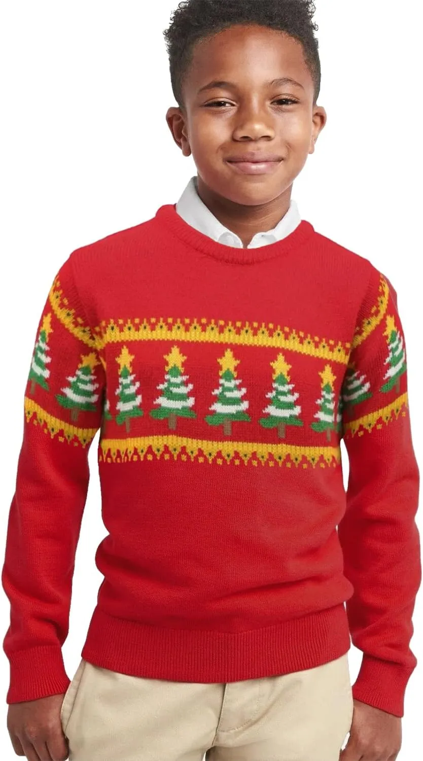 KIMU Boys' Long Sleeve Knit Pullover Christmas Sweater Crewneck Holiday Sweater Shirt