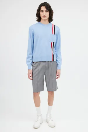 Light Blue Wool Stripe Pocket Sweater