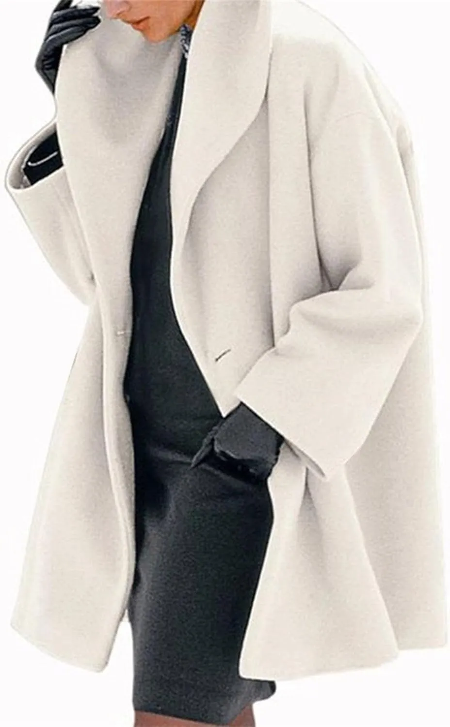 Maiyifu-GJ Womens Wool Blend Coat Single Breasted Trench Jackets with Hood Winter Casual Shawl Collar Overcoat Outerwear