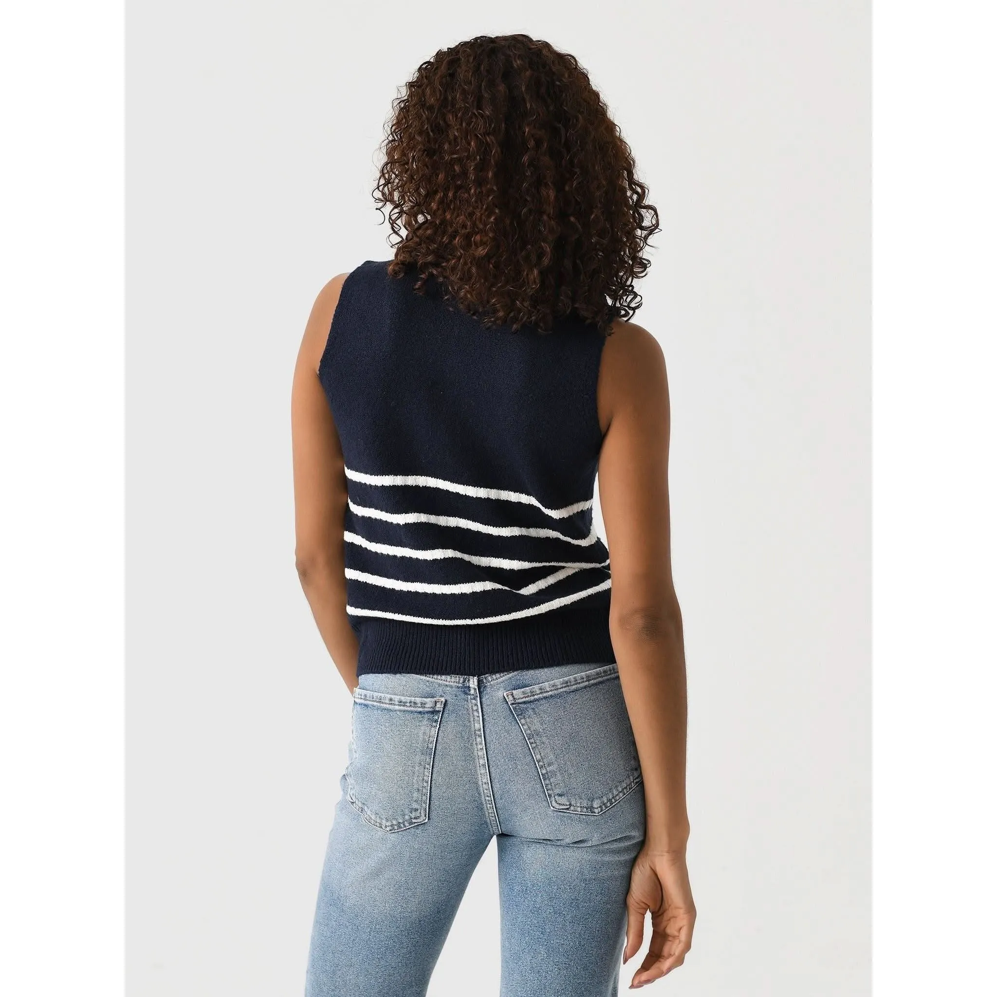 Matthew Bruch Quarter Zip Navy Knit Striped Knit Nest