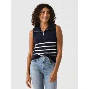 Matthew Bruch Quarter Zip Navy Knit Striped Knit Nest