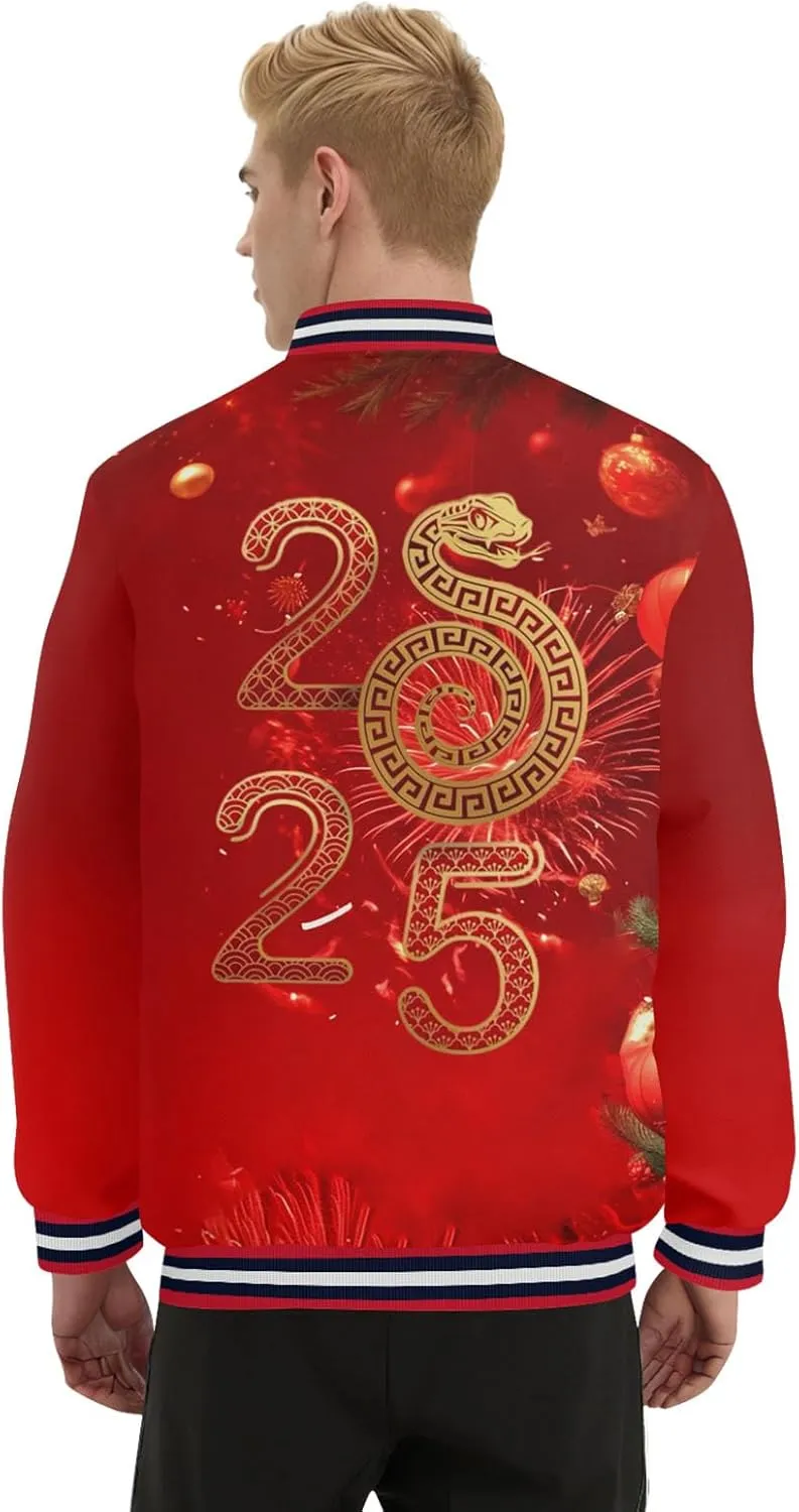 Mens Varsity Jacket Vintage Baseball Bomber Jackets Casual Coats 2025 New Year Fashion Jacket