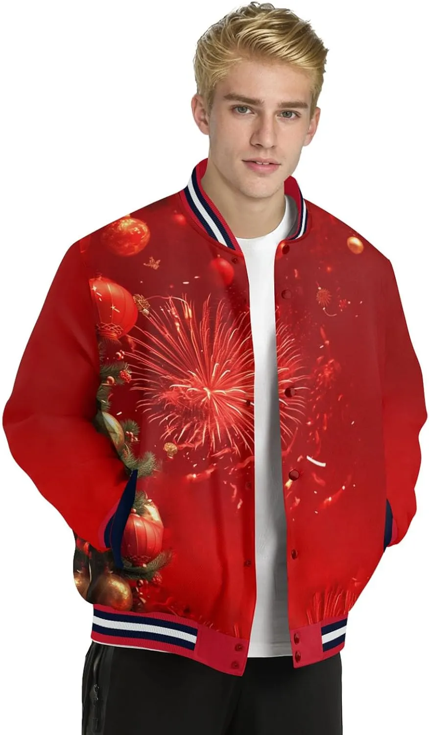 Mens Varsity Jacket Vintage Baseball Bomber Jackets Casual Coats 2025 New Year Fashion Jacket