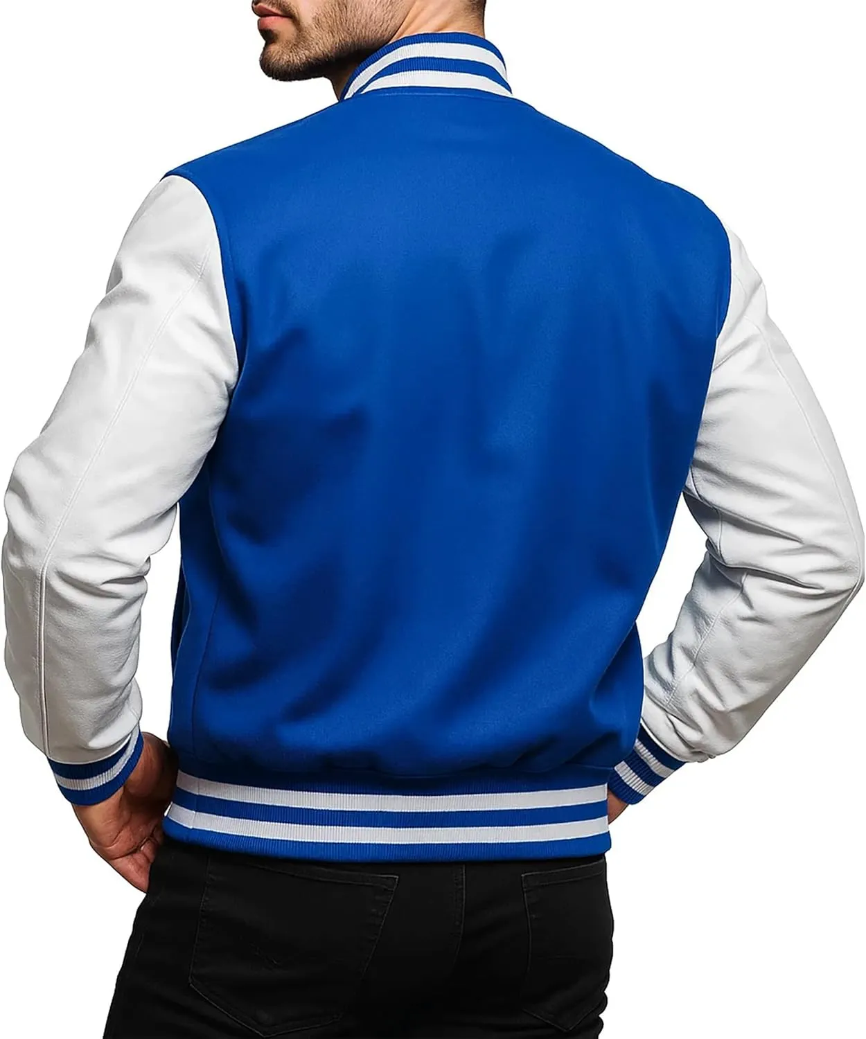 Mens Varsity Letterman Baseball Bomber Jacket | Casual Fashion Wool & Faux Leather College/High School Jackets