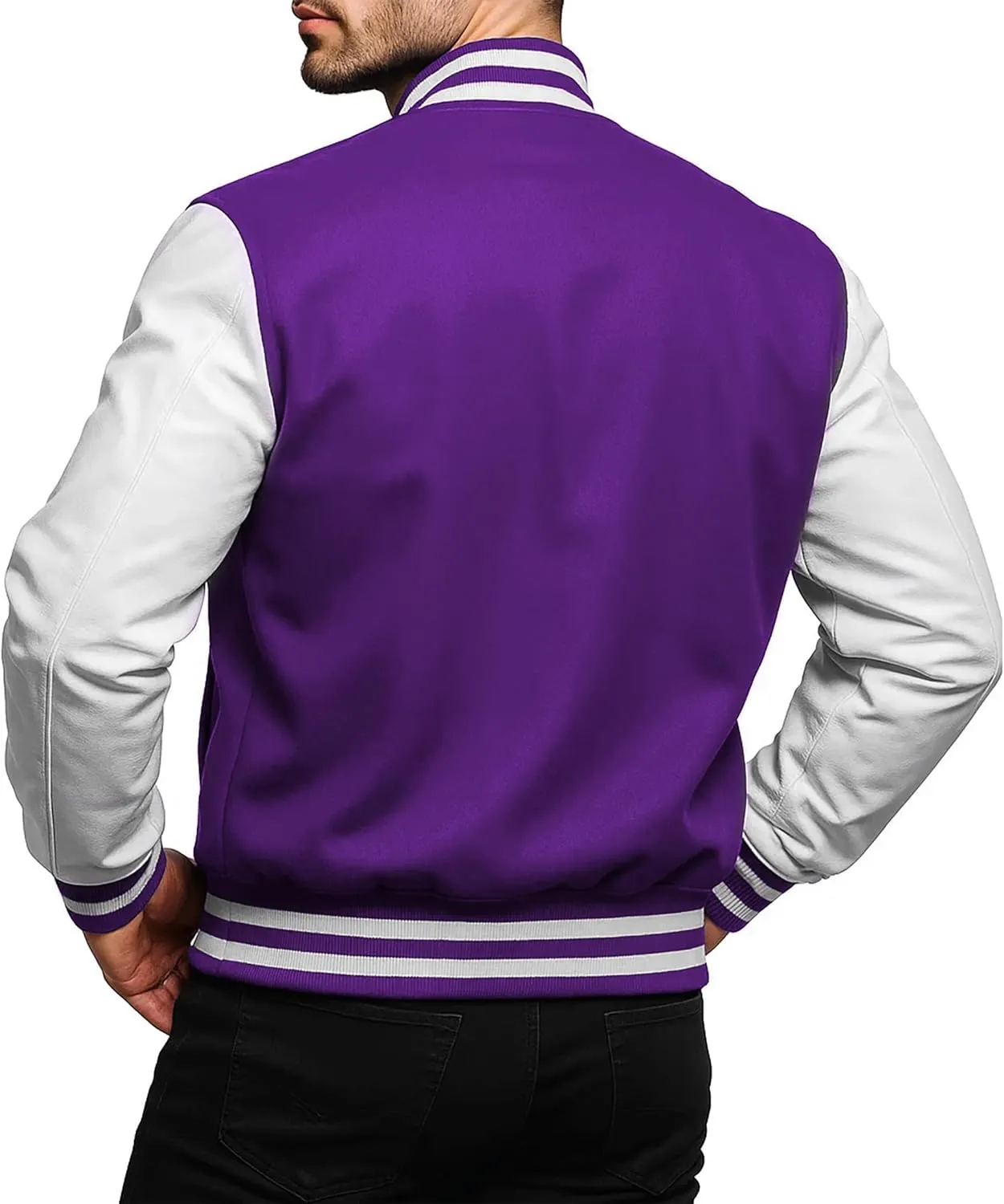 Mens Varsity Letterman Baseball Bomber Jacket | Casual Fashion Wool & Faux Leather College/High School Jackets