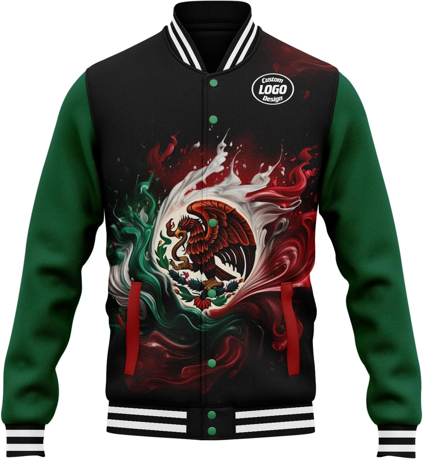Mexico Flag Custom Varsity Jacket Vintage Baseball Bomber Jackets Streetwear Coats