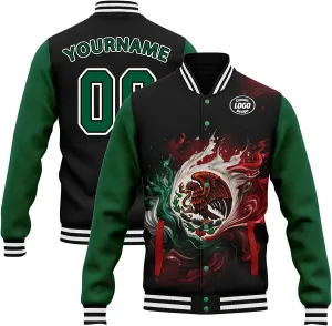 Mexico Flag Custom Varsity Jacket Vintage Baseball Bomber Jackets Streetwear Coats