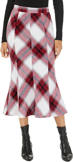 Mokayee Womens Wool Hign Waisted Flannel Bodycon Midi Length Work Pencil Skirts