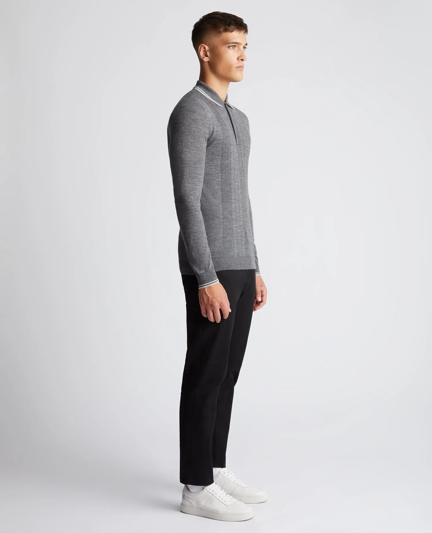 Slim Fit Merino Wool Knitted Polo