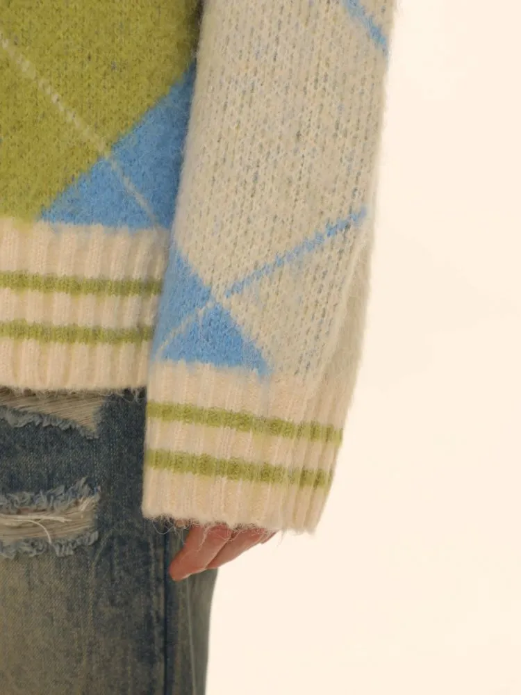 V-neck loose knit cardigan sweater【s0000006000】