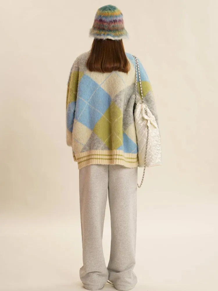 V-neck loose knit cardigan sweater【s0000006000】