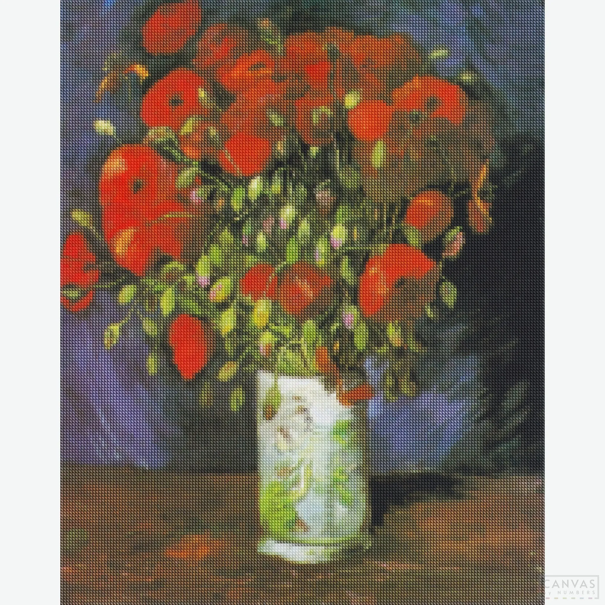 Vase with Red Poppies - Diamond Painting
