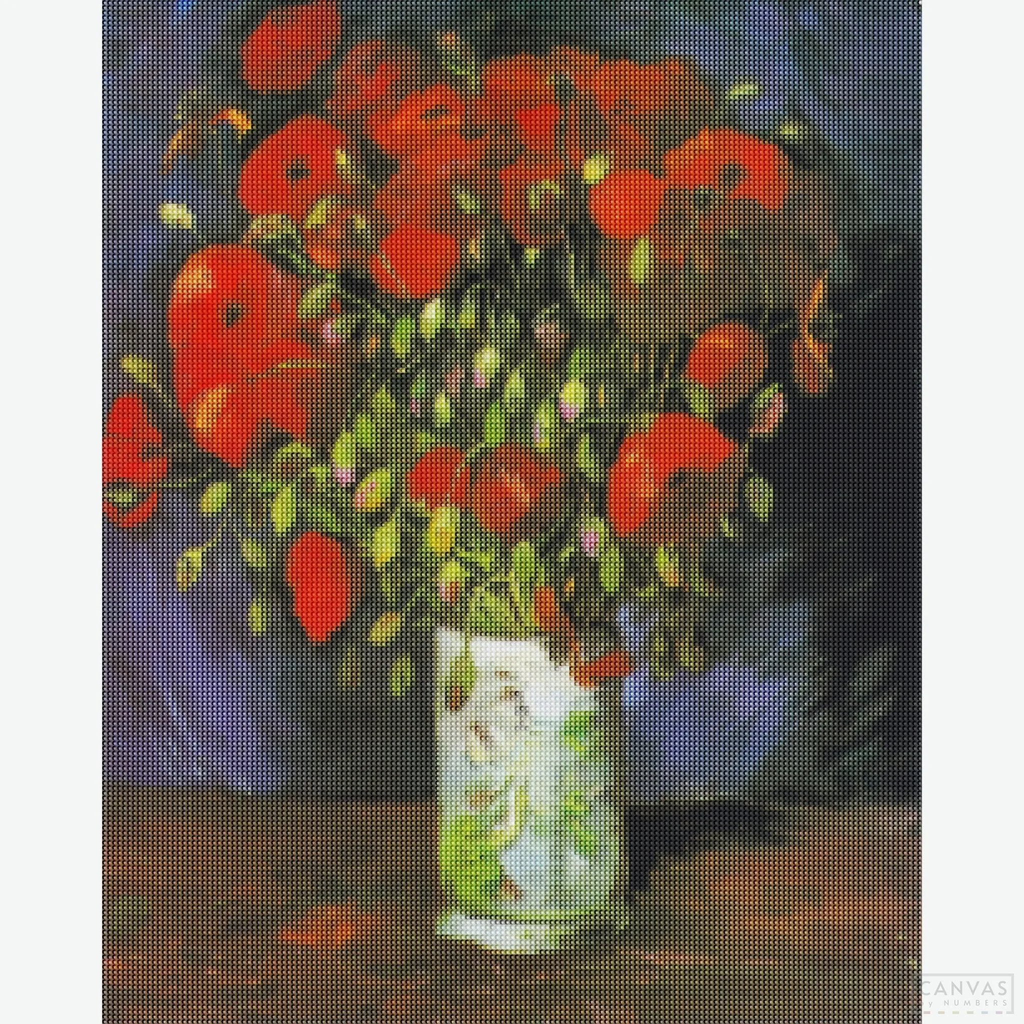 Vase with Red Poppies - Diamond Painting