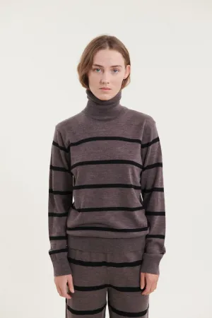 Vera Roll Neck - Brown Melange / Black