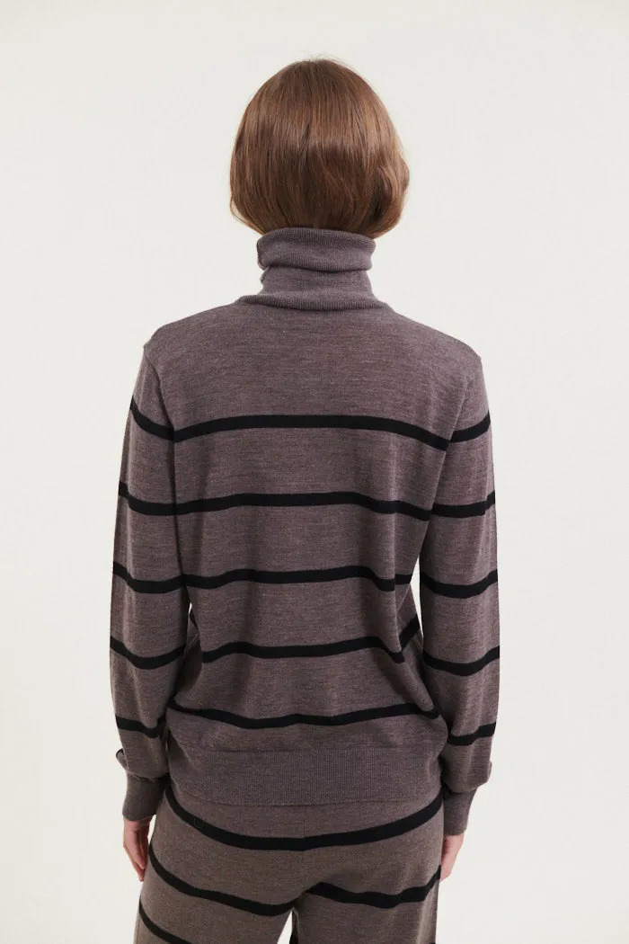 Vera Roll Neck - Brown Melange / Black