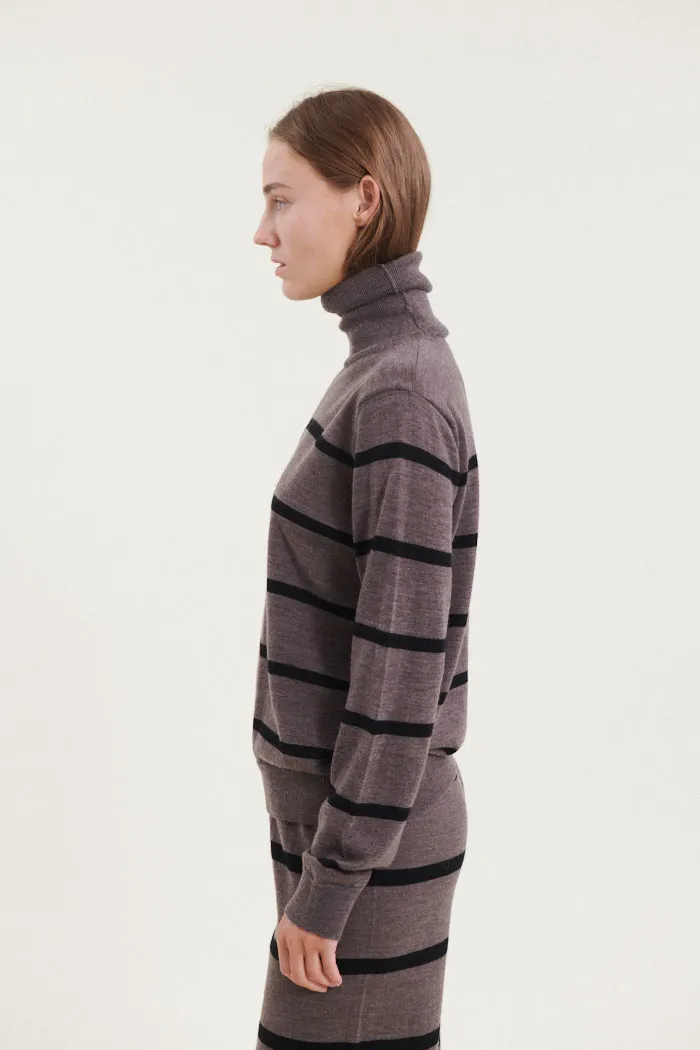 Vera Roll Neck - Brown Melange / Black