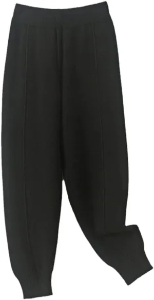 Women Autumn Winter Soft High-Waist Knitted Wool Pants Female Thicken Warm Trousers