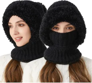 Women Knitted Hat Winter Windproof Warm Cap Trend Wool Thick Pullover Outdoor Skull Cap for Unisex