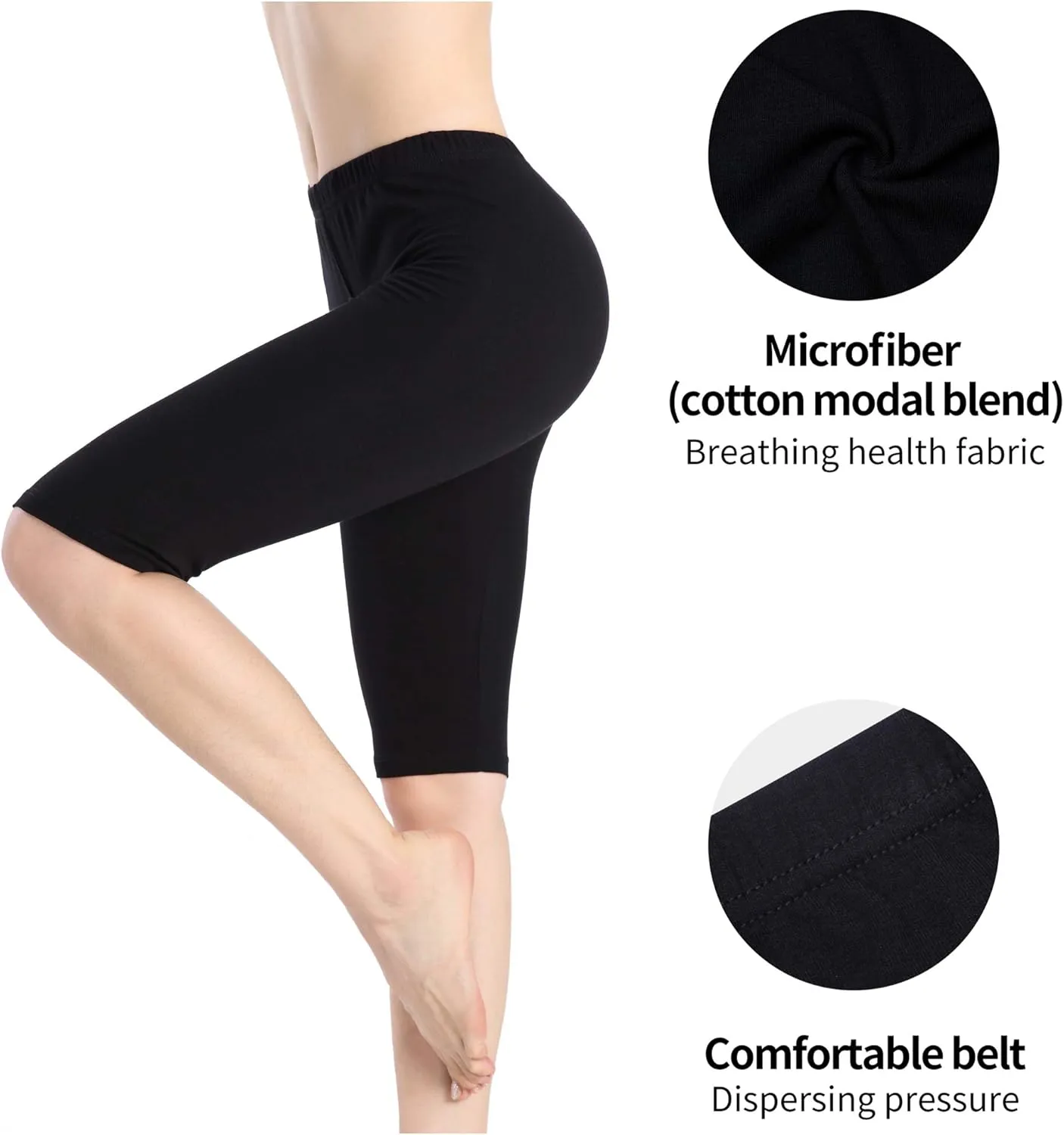 Women Under Dress Tight Shorts Stretch Knee Length Pants Thin Yoga Short Leggings