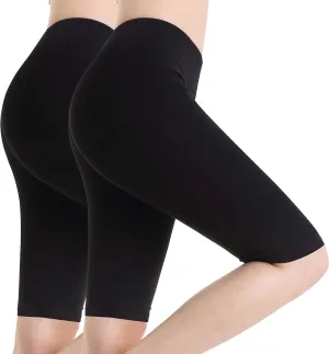 Women Under Dress Tight Shorts Stretch Knee Length Pants Thin Yoga Short Leggings