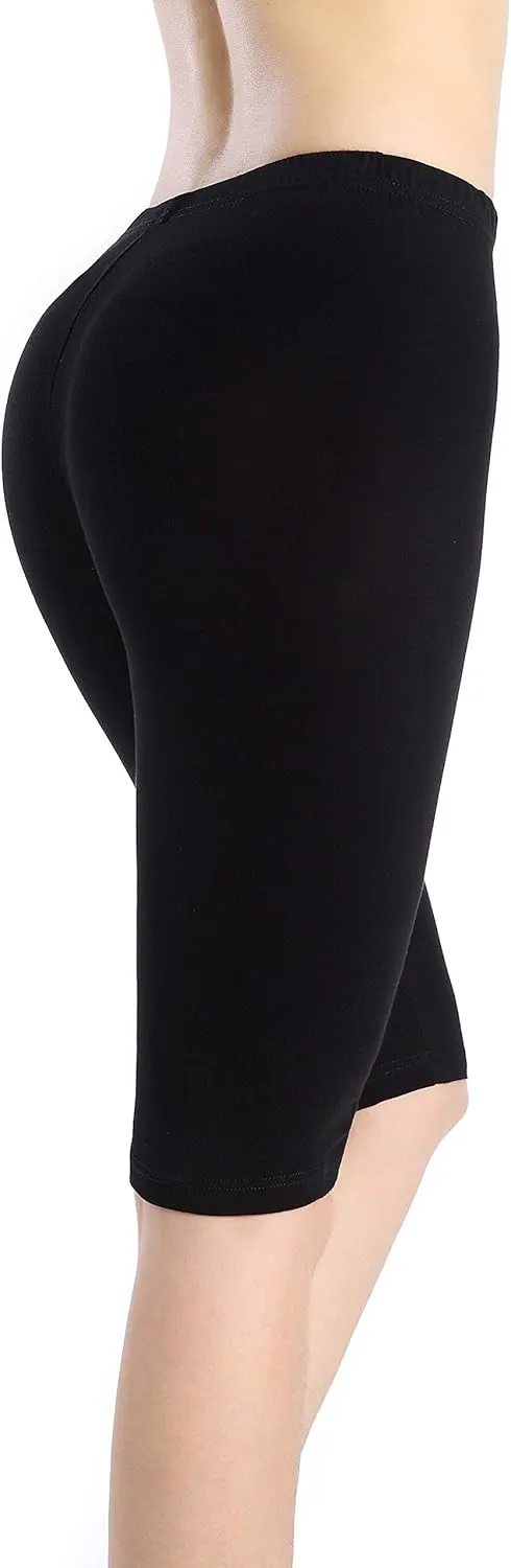 Women Under Dress Tight Shorts Stretch Knee Length Pants Thin Yoga Short Leggings